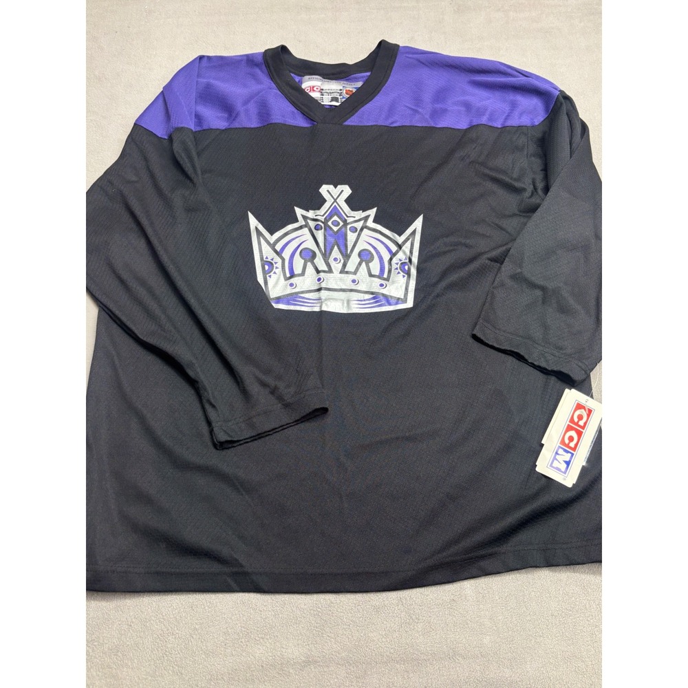 CCM Los Angeles Kings NHL Hockey Jersey Black Purple Crown Logo Mens Large NWT